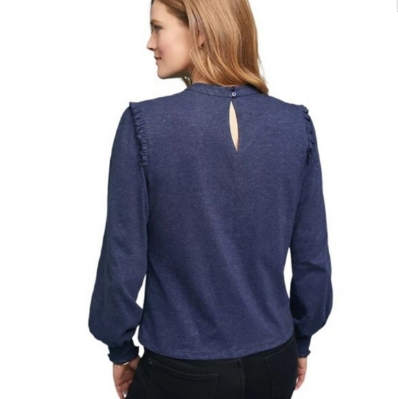 Anthropologie Ranna Gill Blue Beaded Charlene Longsleeve Top - Picture 2 of 8